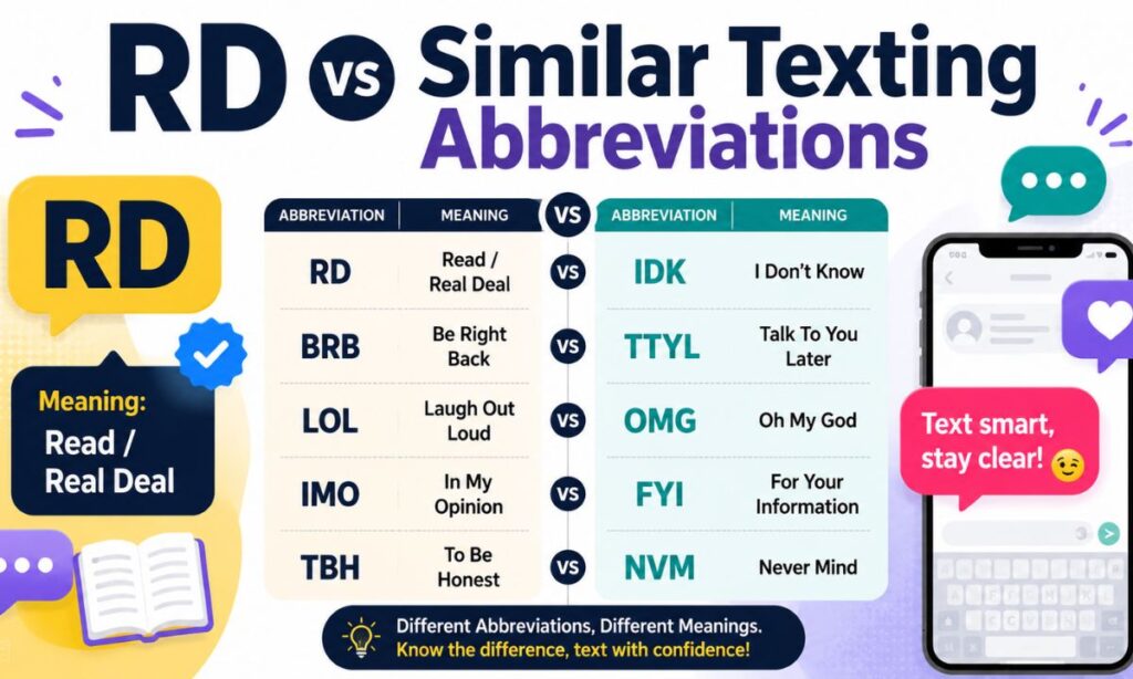 RD vs Similar Texting Abbreviations