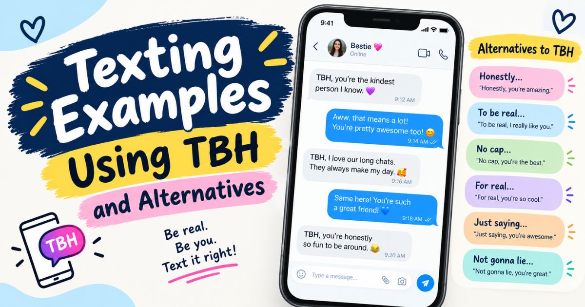 Texting Examples Using TBH and Alternatives